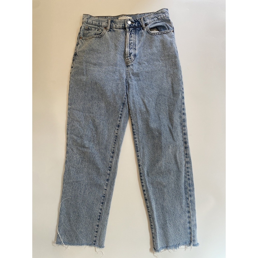 PacSun High Rise Straight Jeans 27 Light Wash 100% Cotton Raw Hem Button Fly